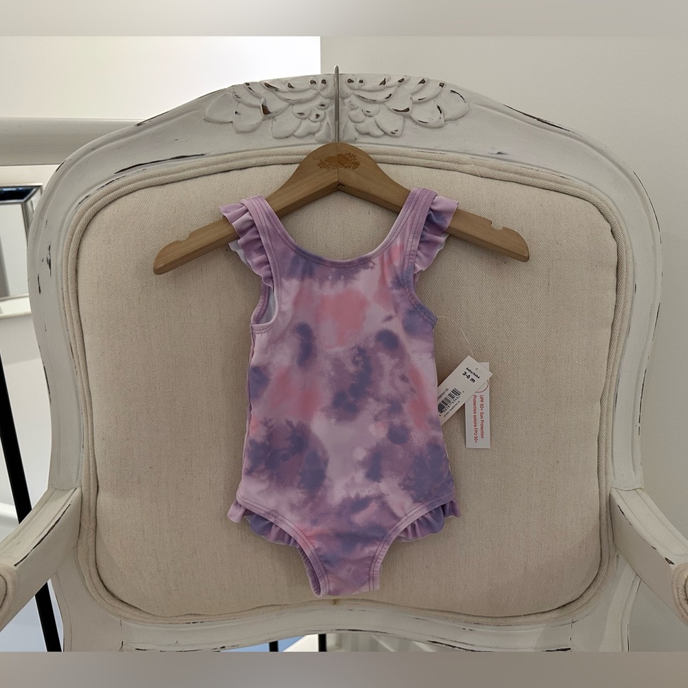 🦢 3~6 Mth Cute Purple and Pink Tie-Dye Baby Swimsuit